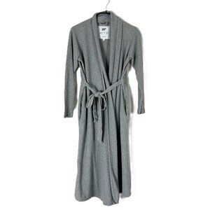 Monica & Andy Organic Lounge Robe Gray XS S Maternity Postpartum Thermal Waffle
